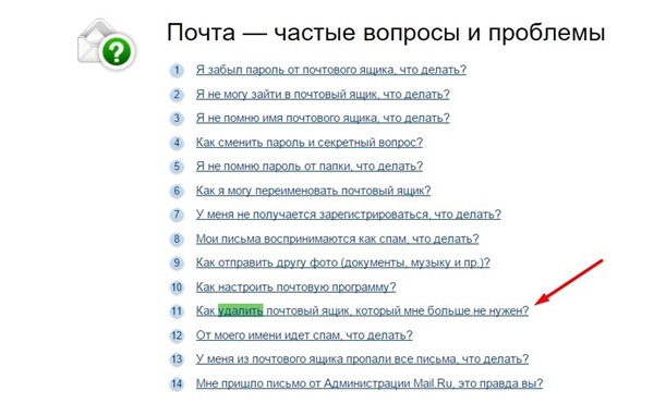 Як видалити пошту на Майл.ру